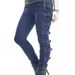 Women's Punk Style Skinny Jeans High Elasticity Side Cross Tie Up Eyelets Studded Clothing For Girls_ecoleips.com