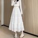 White Cake Skirt Women's Spring And Summer New Style Skirt Gentle Style Small Mid Length Skirt High Waist Temperament Elegant Skirt_ecoleips.com