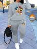 Women's Autumn And Winter Hip-hop Casual Street Lip Print Letter Print Round Neck Sweatshirt+sports Pants Set-597_ecoleips.com