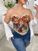 Retro French Herringbone Plus Size Bra Sexy Cross Vest Floral Bandeau Top For Women's Clothing_ecoleips.com