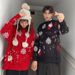 girl Autumn Winter Couple Outfit New Year Cross-Border Christmas Red Lazy Loose Pullover Knitted Sweater Coat For Women_ecoleips.com