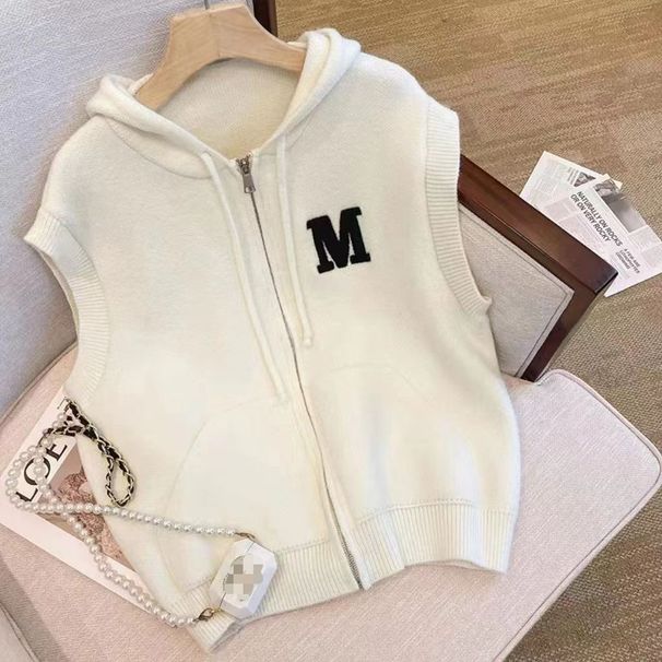 K College Style V-neck Hooded Sweater Vest For Women, New With Zipper Design Sense Coat Cardigan_ecoleips.com