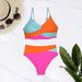 Women's Clothing Women's Sexy High-Waisted Color Block Bikini Swimsuit 2 Piece Set European And American Style For Formal & Casual_ecoleips.com