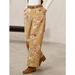 Women's High-Waisted Wide Leg Jeans Retro Rose Print Loose Fitting Casual Trousers Rolled up Cross Border Bestseller_ecoleips.com