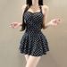 Vintage-Inspired Retro Polka Dot One-Piece Swimsuit With Open Back & Flirty Skirted Design For Women_ecoleips.com