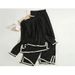 Elegant Color Blocked Slit Long Sleeve Knit Top High Waisted Slimming Wide Leg Pants Two Piece Set Autumn New Arrival_ecoleips.com