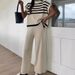 Women's High-End Striped Knitted Pant Set Casual Slim Fit Vest Top And Wide Leg Pants Spring/Autumn Fashion_ecoleips.com