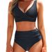 Women's High Waist Bikini Swimsuit - Sexy Cross Back Two Piece Bathing Suit With Removable Padding, Solid & Printed Options_ecoleips.com