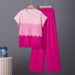 Women's Gradient Color Block Loose Fit Round Neck Sleeveless Knit Top Set With High Waisted Wide Leg Trousers_ecoleips.com