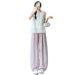 Women's Washed Tencel Lyocell Wide Leg Pants Summer Thin Casual Cotton Linen Loose Fit Curved Blade Pants_ecoleips.com