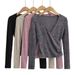 Women's Clothing Autumn And Winter New Retro Cross V Neck Waist Slim Top Long Sleeve Short Navel T Shirt_ecoleips.com