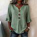 Women's V Neck Button Front Short Sleeve Top – Casual Summer Blouse 2026_ecoleips.com