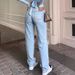 Women's Clothing High Waist Comfortable Loose Wide Leg Jeans Women's Slim Hole Casual Trousers_ecoleips.com