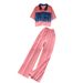 European And American Retro Distressed Set For Women Summer Denim Patchwork Short Sleeve T-Shirt + High Waist Slimming_ecoleips.com