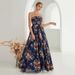 Women's Printed chiffon tube top elegant evening dress prom dress party dress bridesmaid dress autumn and winter _ecoleips.com
