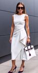 Women's Solid Color Round Neck Sleeveless Pleated Waist Sexy Backpack Hip Skirt_ecoleips.com