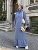 Women's Long Knitted Hoodie Dress - Slim Fit Tunic For Fall Winter, Casual Stretch Maxi Dress With Front Pockets_ecoleips.com