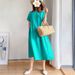 Plus Size Women's Solid Color Dress Style Loose Fit Slimming Mid-Length Summer New Style For Plus Size Women_ecoleips.com