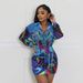 CY901300Printed Two-Piece Set For Women, Turn-Down Collar Long Sleeve Shi, Paired With Sexy Slim Fit Bodycon Sho_ecoleips.com