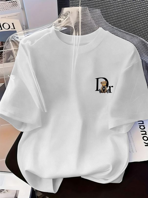 Women's Clothing D R Bear 2026 Summer Casual T-Shirt For Men Pure Cotton Short Sleeve Letter Print Trendy Style For Men Women Couples_ecoleips.com