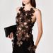 K Small Niche Sexy Vest Women's New Three-dimensional Flower Collage Design, Mesh Sleeveless Top_ecoleips.com