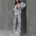 Women's Clothing Polka Dot Print Drape Two Piece Suit Loose Lazy Long Sleeved Shirt Wide Leg Pants Fashion Suit_ecoleips.com