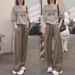 Women's Versatile Two Piece Set Crew Neck Sweatshirt Loose Fit Casual Slimming Pants Stylish Spring/Summer Polyester Clothing_ecoleips.com