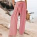 Classic Solid Color Relaxed Fit Casual Pants - No Drawstring Hem, Soft Stretch Polyester Blend, Multiple Colors & Extended Sizes (S-5xl)_ecoleips.com