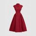 Elegant Red Midi Dress For Women, Modern Cheongsam Inspired A-Line Dress, High Waist Sleeveless Cocktail Party Dress, Valentine's Day Date Night Dress_ecoleips.com