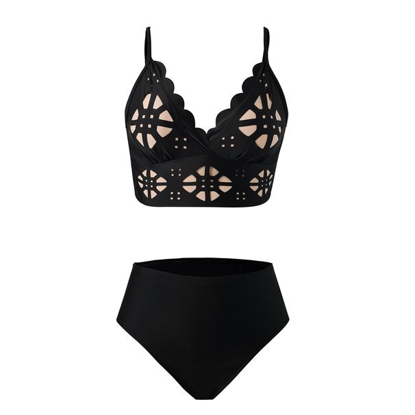 Women's Fashionable Sexy Three Piece Swimsuit Hollow Out Design Bikini Set Regular Size Polyester Nylon Vacation Style_ecoleips.com