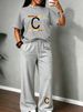 Luxury Gold Letter Print Matching Set Women's Casual Wear Comfortable plus Size Fit Unisex Couple's Pant Set_ecoleips.com