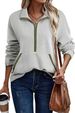Women's Lightweight V-Neck Pullover – Half-Zip Sweatshirt For Fall (S-XXL, Polyester Blend)_ecoleips.com
