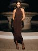 Mozision Turtleneck Backless Ruched Sexy Maxi Dress Women Brown Off-shoulder Backless Bodycon Club Party Long Dresses Female_ecoleips.com