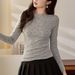 2025 #Selection Of Premium Products # Micro Rolled Edge Age Reducing Polka Dot T-Shirt For Women's Long Sleeved 2025 Autumn_ecoleips.com