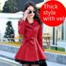 Women's Long PU Leather Jacket With Detachable Faux Fur Collar, Winter Warm Fleece Lined Coat, Slim Fit Trench Coat For Cold Weather_ecoleips.com