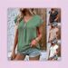 Women's Casual Short-Sleeve V-Neck Blouse – Lightweight Polyester Button-Up Top For Work & Weekend (S-XXL, Solid Colors)_ecoleips.com