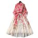 Elegant Floral Print Dress -Inspired Long Sleeve Wrap Dress (S-XXL, Chiffon, A-Line Silhouette)_ecoleips.com
