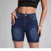 Summer Dark Washed Women's Denim Shorts Mid Rise Slim Fit Frayed Edge Versatile Five Point Style For Women_ecoleips.com