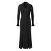 Women's French Style Long Dress Elegant Single-Breasted Lapel Collar Fashion_ecoleips.com