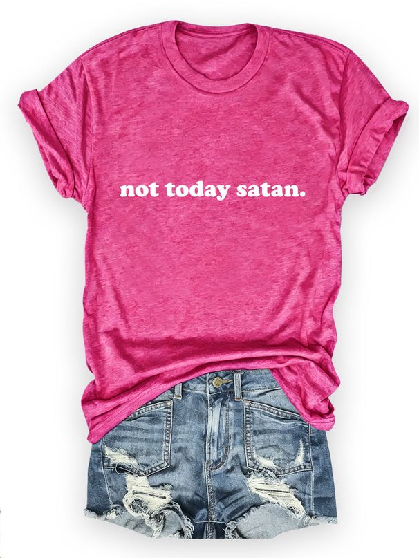 Minimalist Lettering Women's Cotton Short Sleeved T-Shirt Versatile Top For Not Today Satan_ecoleips.com