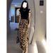 2025 New Half Collar Hollow Design Top + Elegant High Waist Leopard Print Skirt Fashion Set For Women_ecoleips.com