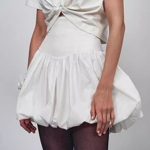 Elegant High-Waisted Tulip Skirt For Women Slimming Pure Cotton Fashion Commuter A-Line Mid-Calf Skirt_ecoleips.com