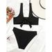 Women's Sexy Hollow-Out Bikini Set Two-Piece Striped Swimsuit for Beach Pool Soft Nylon Spandex Blend Black Orange White S M L XL_ecoleips.com