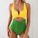 Women's Clothing New One Piece Swimsuit Women's Quick Drying Meat Covering Hot Spring Slimming Contrast Color Swimsuit_ecoleips.com