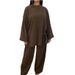 Women's Clothing Corduroy Two Piece Set Autumn Elegant Crew Neck Long Sleeve Top With Pants Solid Color_ecoleips.com