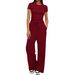 Women's Spring Autumn Wide Leg Pants Suit Short Sleeved Casual Commuting Sportswear Two Piece Set Home Wear_ecoleips.com