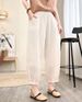 Suitable For All Seasons Sand Washed Ramie Harem For Women 2025 Summer New Casual Fashion Buckle Design Slim Linen Pants_ecoleips.com