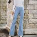 Women's Clothing High Waist Spring And Autumn New Wide Leg Elastic Slim Stitching Denim Big Bell Bottom Pants_ecoleips.com
