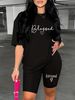 Summer Women's Casual Fashion Letter Pattern Printed Loose T-shirt Shorts Two-piece Set Set Summer Sportswear Suitable For Daily Wear-183_ecoleips.com