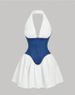 Trendy Halter Neck Denim Dress – Patchwork Design, Relaxed Fit & Breathable Cotton Blend (XS-L, Casual & Chic)_ecoleips.com